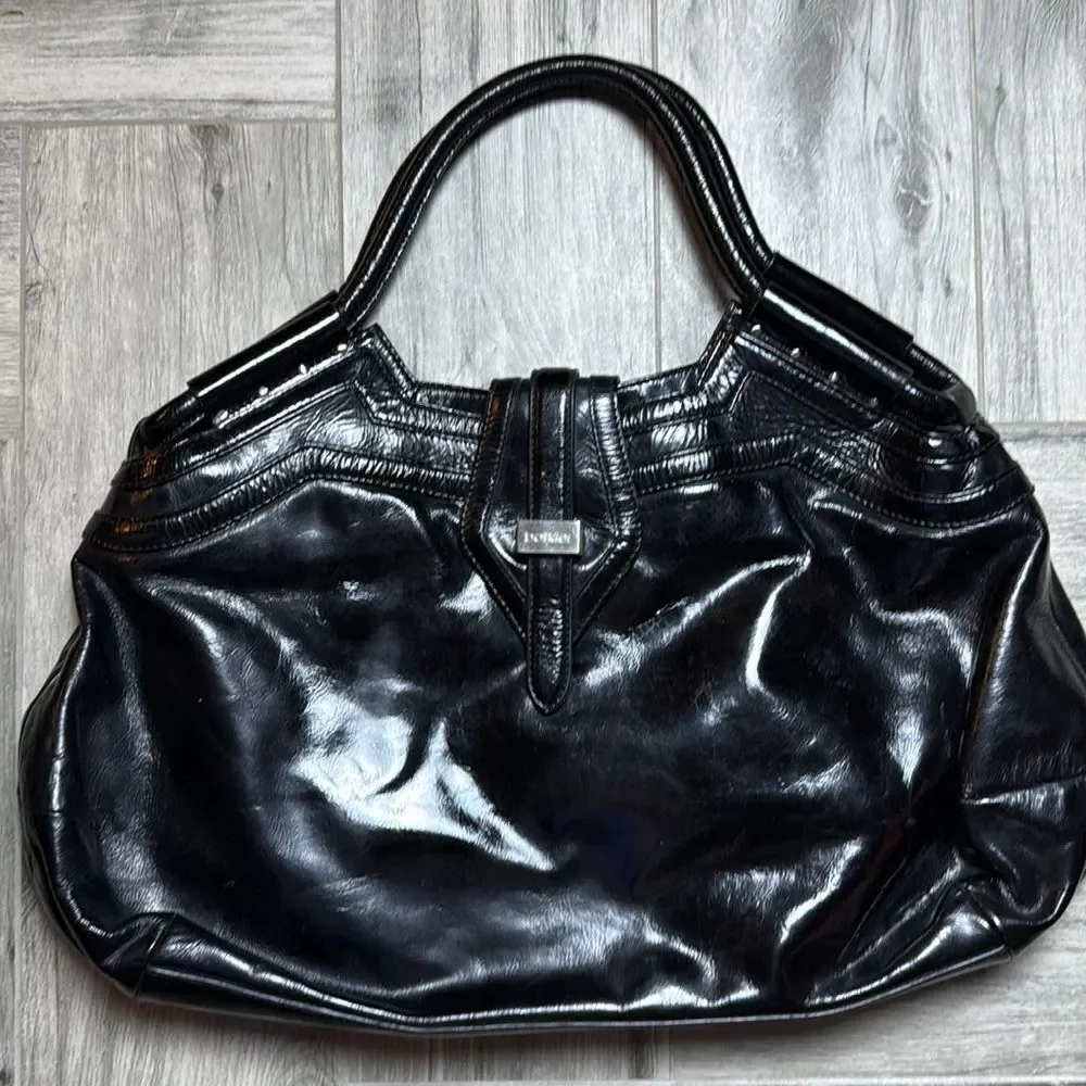 Botkier Ladies Black Double Handle Glossy Hobo Handbag
